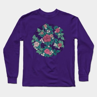 Floral pattern of spirals, swirls, doodles Long Sleeve T-Shirt